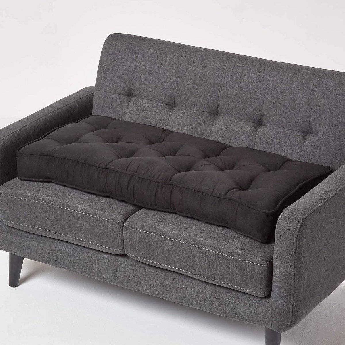 Zitkussen 2-zitsbank - Bankkussen Boosterkussen - Extra zitcomfort - Met handvat - 100 x 50 x 10 cm - Zwart