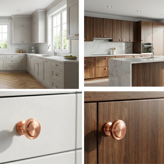 Bouton de meuble rond or rose - Diamètre 29 mm - Bouton de meuble - Bouton de meuble - Boutons de porte pour armoires - Boutons de placard - Fixations pour meuble - Boutons de porte