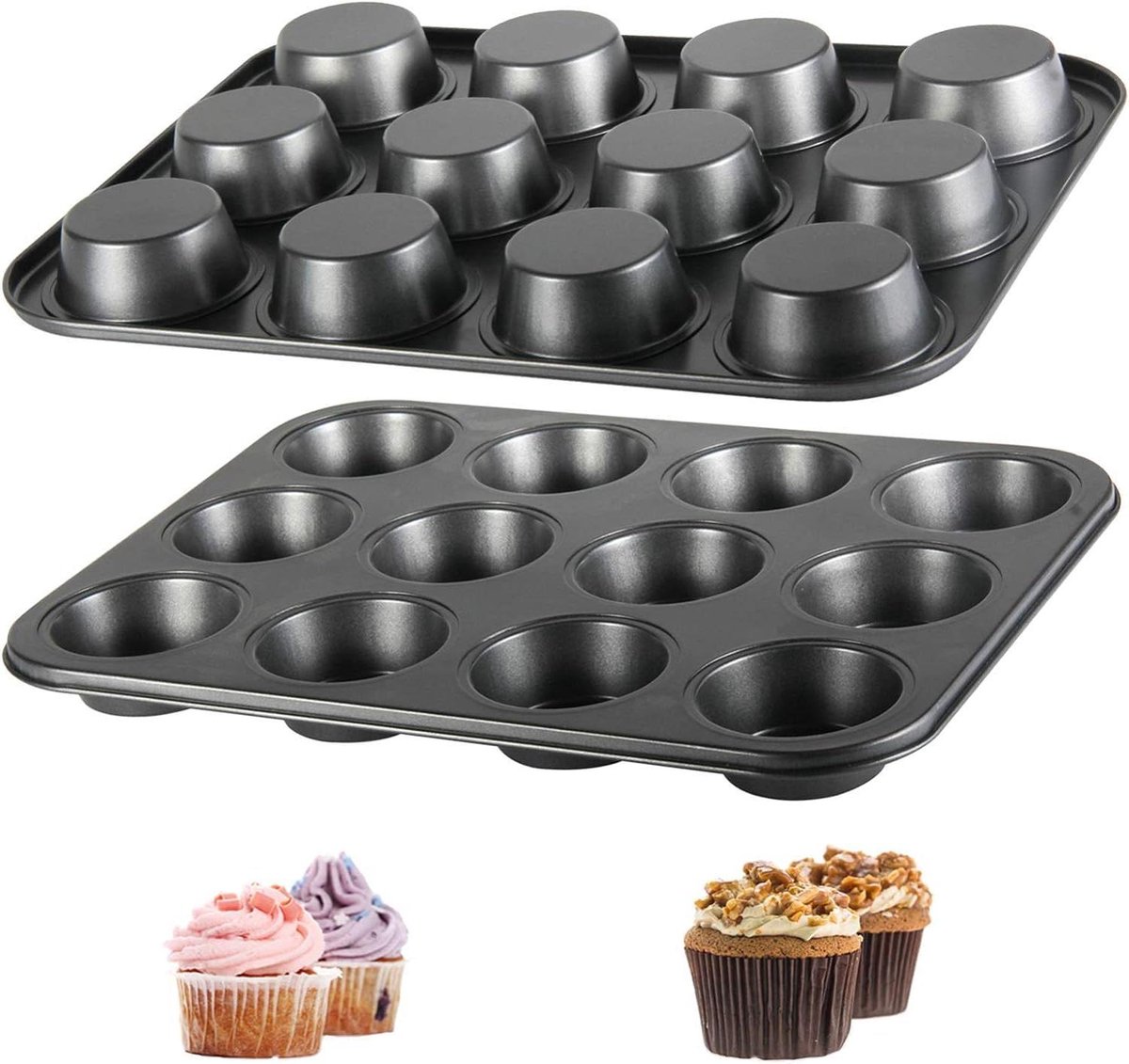 Grote muffinvormen set - anti-aanbak bakvormen voor cupcakes en taarten