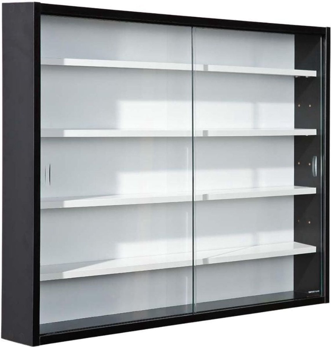 NBAP® Vitrinekast met Glas - Dressoir Kasten - Opbergkast - Zwart met Wit