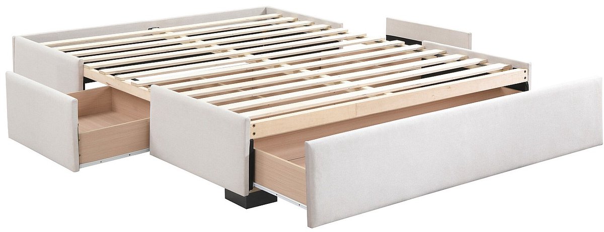 Vente-unique Bedbodem met lades 180 x 200 cm - Beige stof - KOLANE van YSMÉE