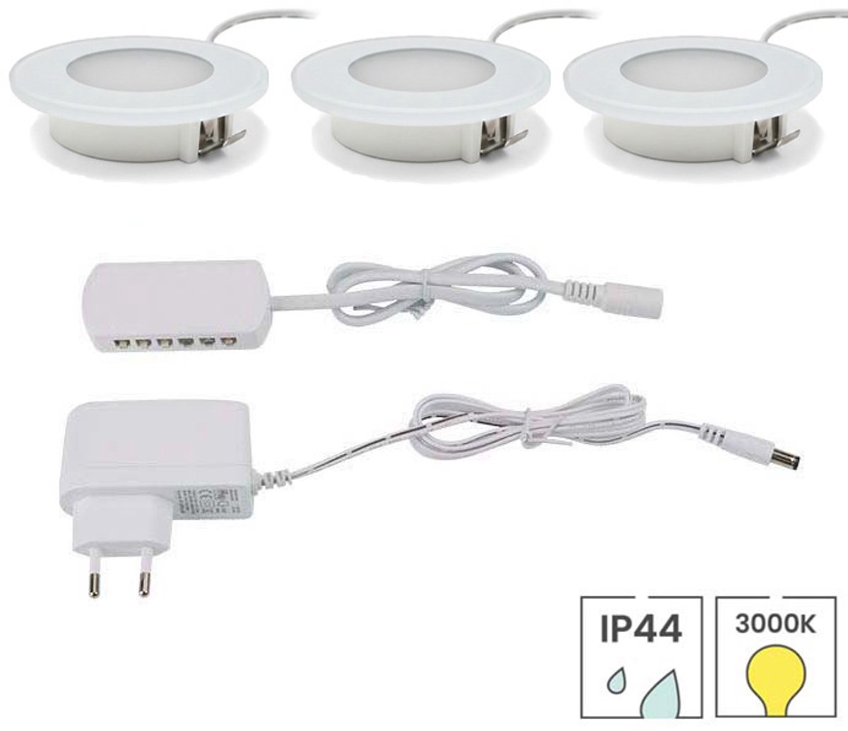 Lybardo - Kastverlichting - 3 inbouwspots - 1.5W - 3000K - Keukenverlichting Onderbouw LED
