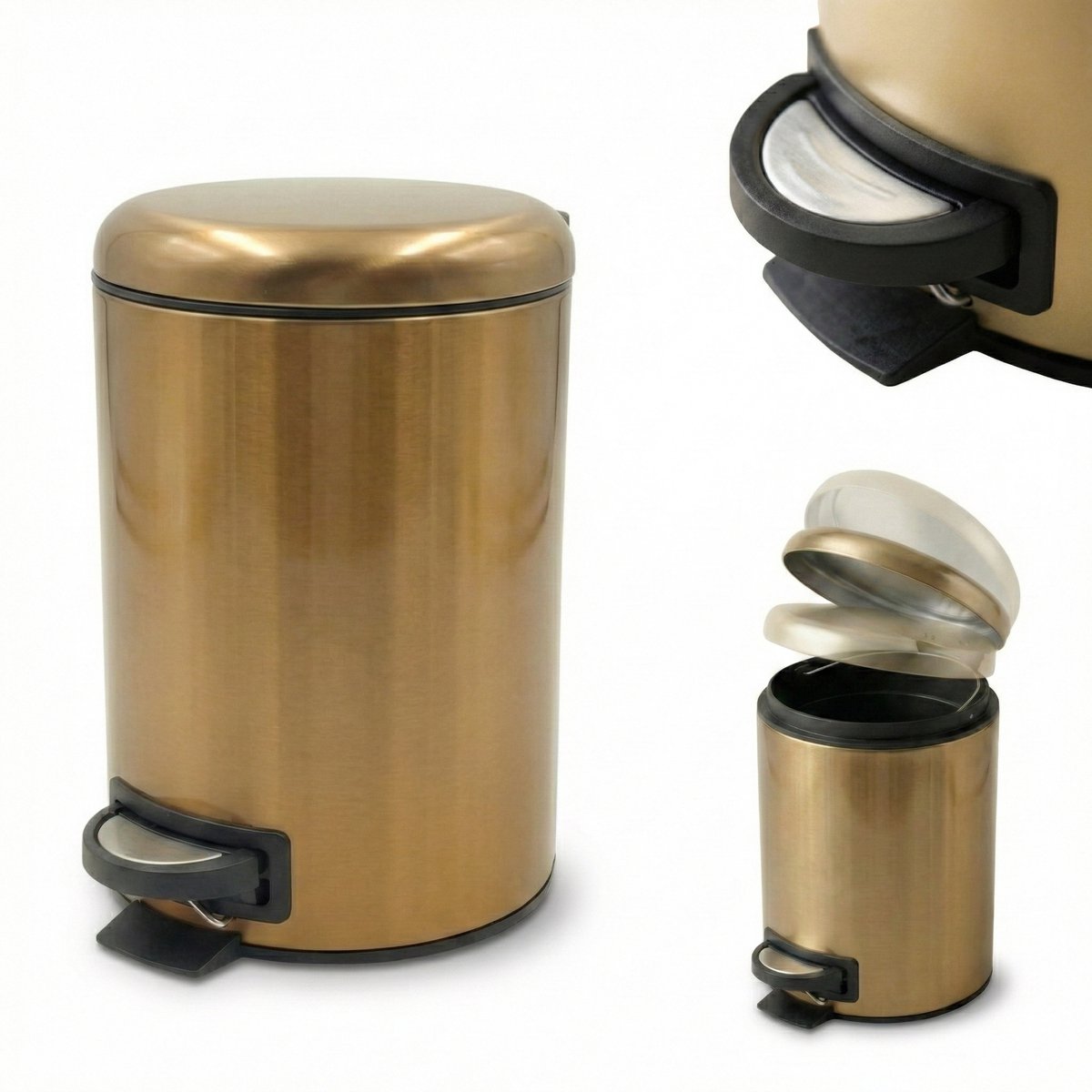 Badkameremmer STEG met een langzaam sluitend deksel, uittrekbare container, 3 l