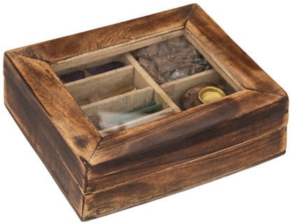 Atmosphera Taly Incens Giftbox – Manguierhouten Doos met 100 Wierookstokjes en 40 Cones – 15 × 13 × 4 cm Bruin