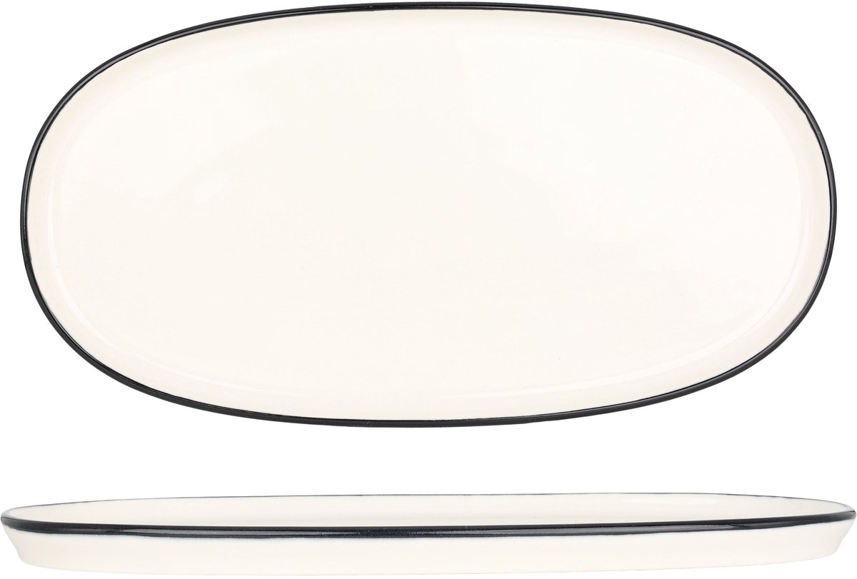 Bonna Serveerschaal - Linea Black - Porselein - 30 cm - set van 2