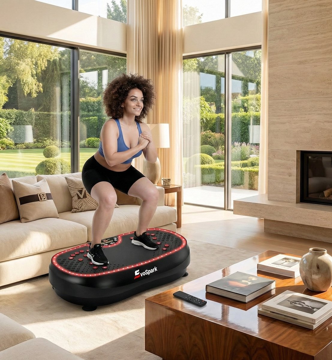 Vibratieplaat voor Thuis – PowerWave 2000 met 6+1 Trainingsmodi, 199 Snelheden, 9 LED-Lichten, Acupressuur Voetoppervlak & Dubbele 200W Motor – Fitnessapparaat voor Spieropbouw, Vetverbranding, Revalidatie en Lymfestimulatie Designbest