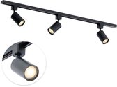 Focus III - Éclairage sur rail Monophasé - GU10 - 100cm - I-forme - 3 spots - Système sur Rail - Zwart