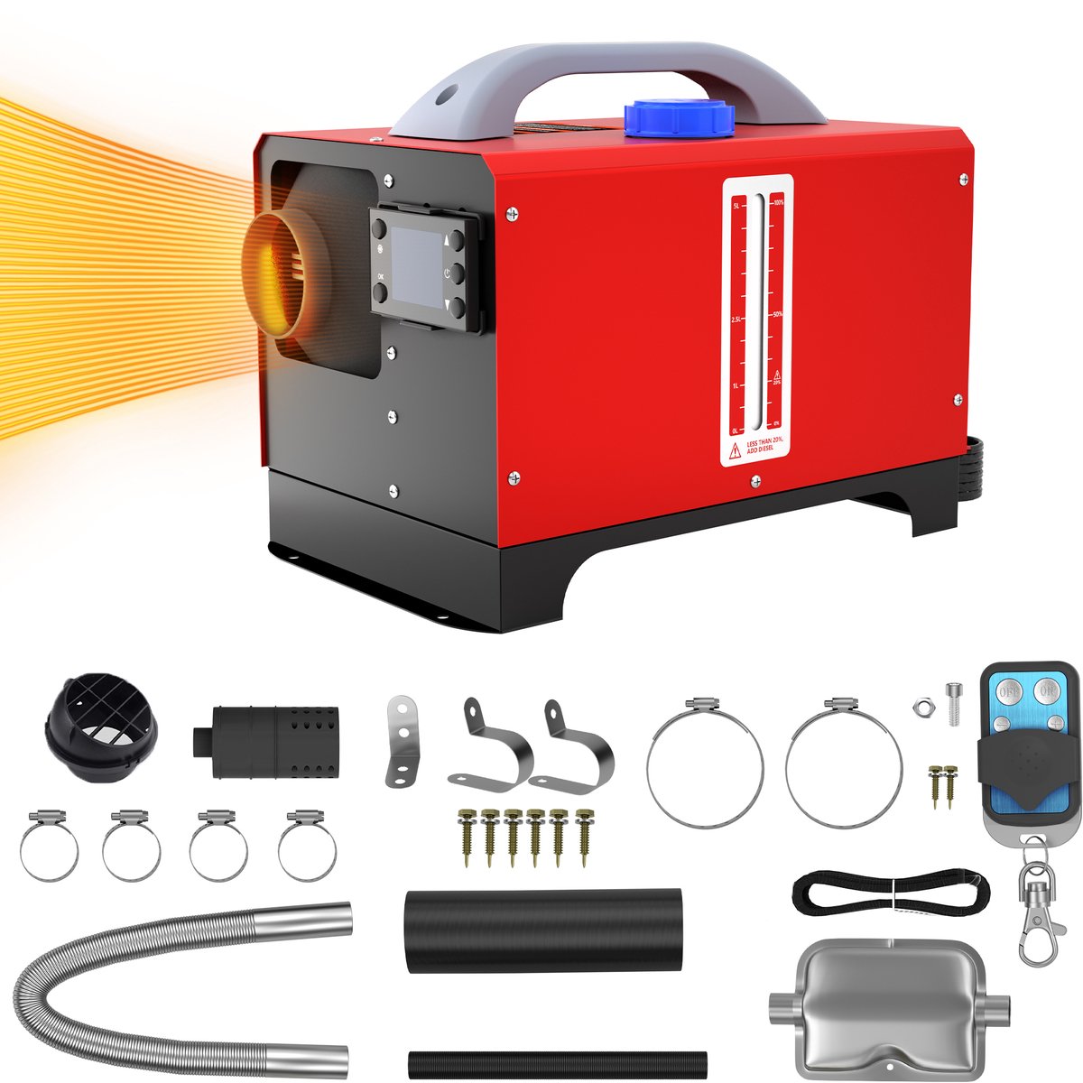 ACXIN Diesel Standkachel 8KW 12V - Horizontaal Luchtverwarmer met LCD & Afstandsbediening