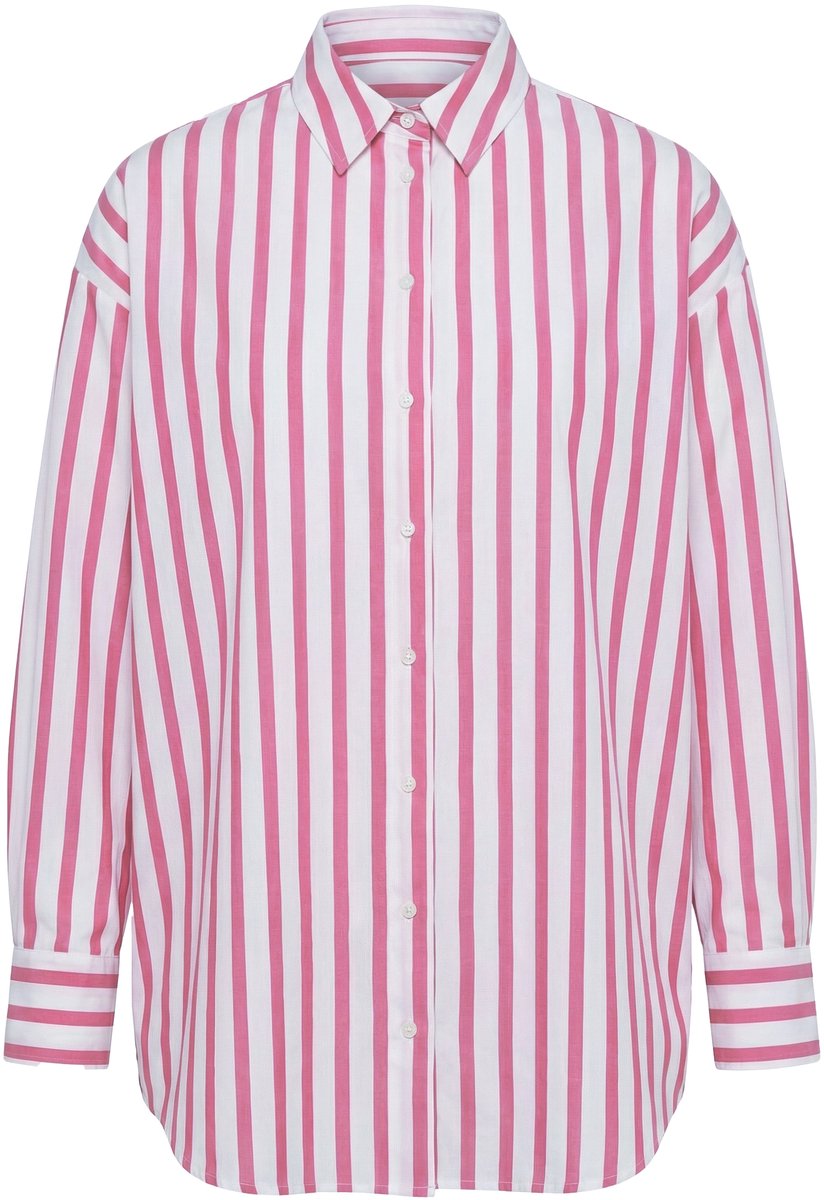 Studio Untold - Dames - Overhemdblouse oversized model strepen - Bes - Maat 46+