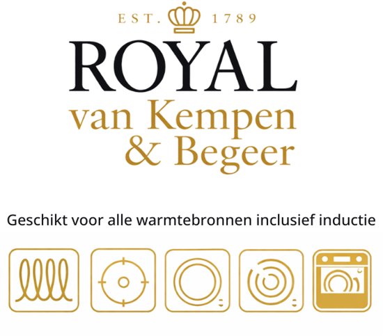 Poêle avec couvercle 28 cm Royal van Kempen and Begeer, convient pour induction, céramique, gaz, électrique, four