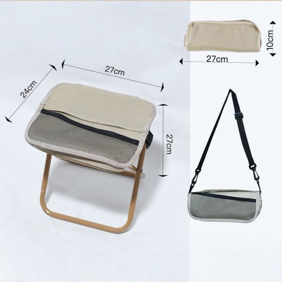 1 stuk - Kampeerkrukken - Opvouwbare Zak Stoel - Kan crossbody gedragen worden - Multifunctionele Tas die Verandert in een Krukje - Wachtrij & Buitenevenement - Kaki — afbeelding 3