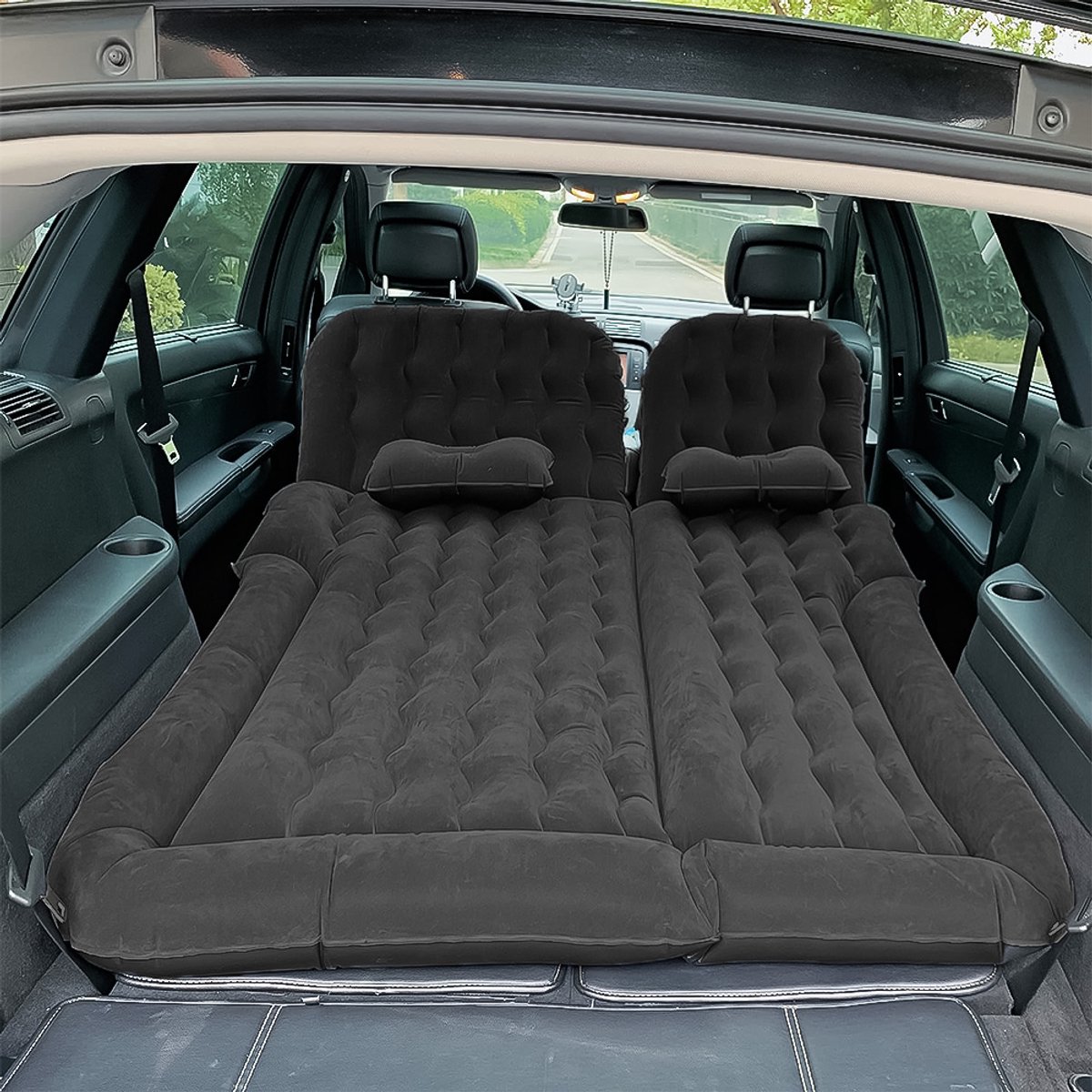 Auto Luchtbed - Multifunctioneel - Achterbank - 2 Persoons - Opblaasbaar Bed - Luchtmatras - Reizen - Vakantie - Kamperen - Bed - Matras - Inclusief Elektrische Pomp - Zwart
