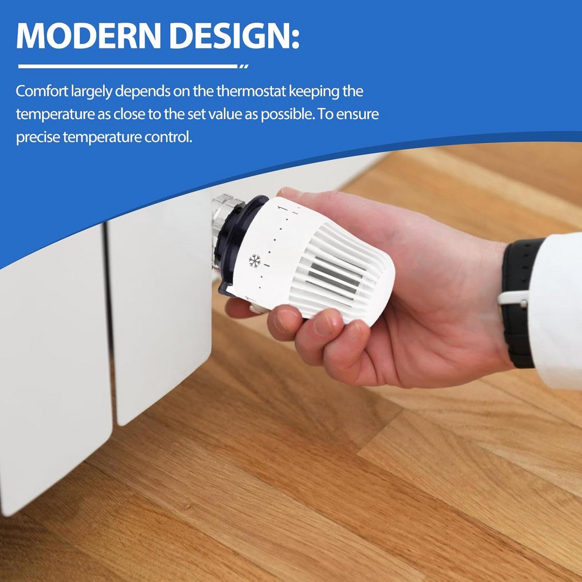 Thermostaatventiel Set Compleet met Thermostaatkop en Radiatorklep Doorgang