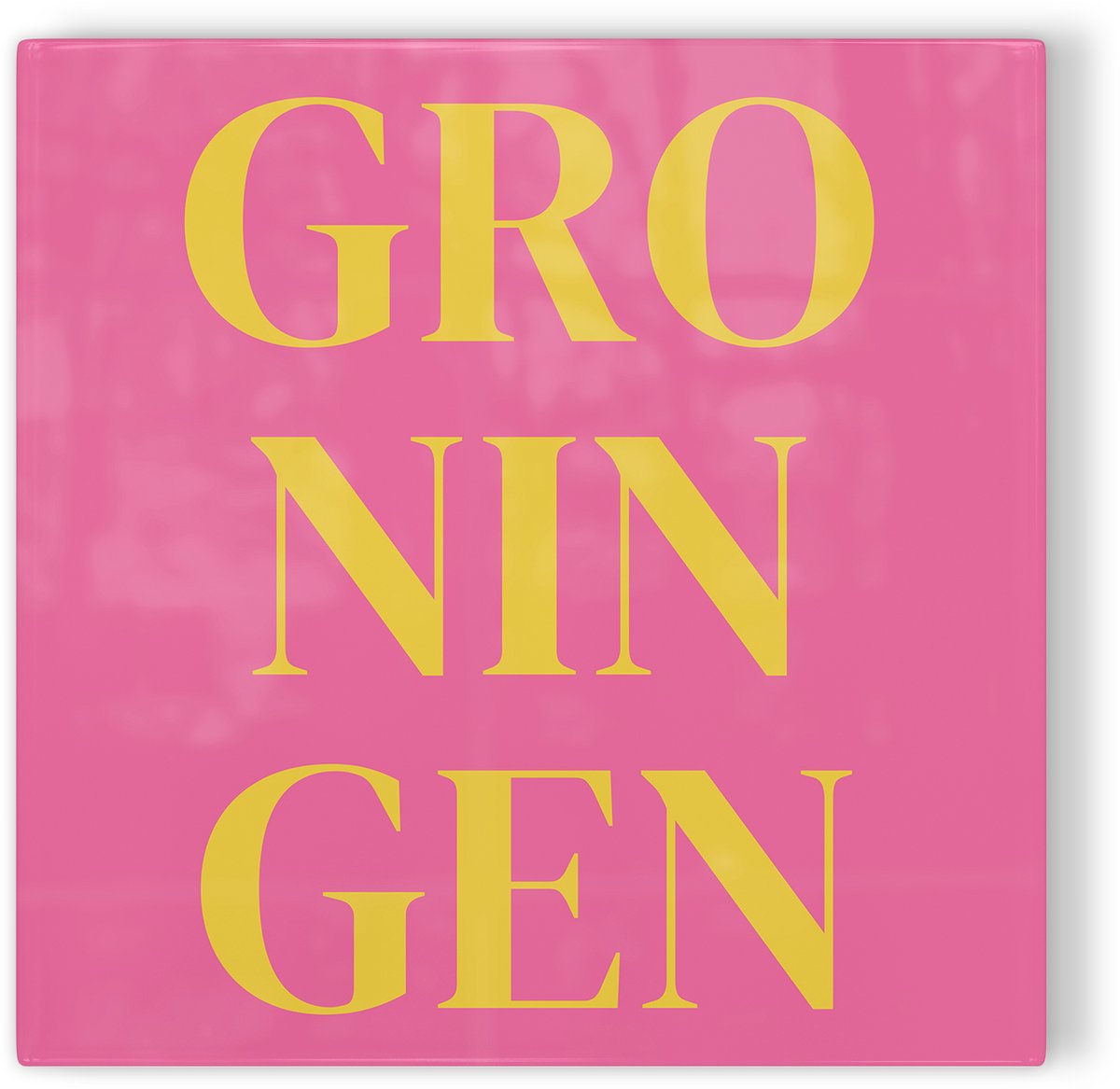 Tegeltje Groningen - roze geel - tegeltje stad - tegeltje met tekst
