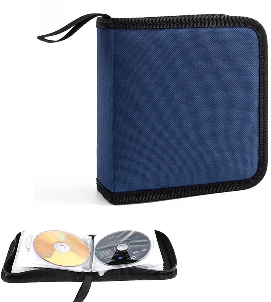 CD-tas, opbergtas voor cd's en dvd's voor in de auto en thuis, opbergtas voor 40 cd's/dvd's,Blauw