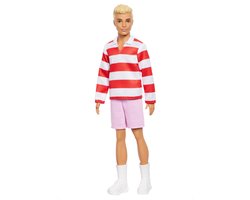Barbie Fashionistas Ken Pop - Blond haar en rood-wit gestreepte polo