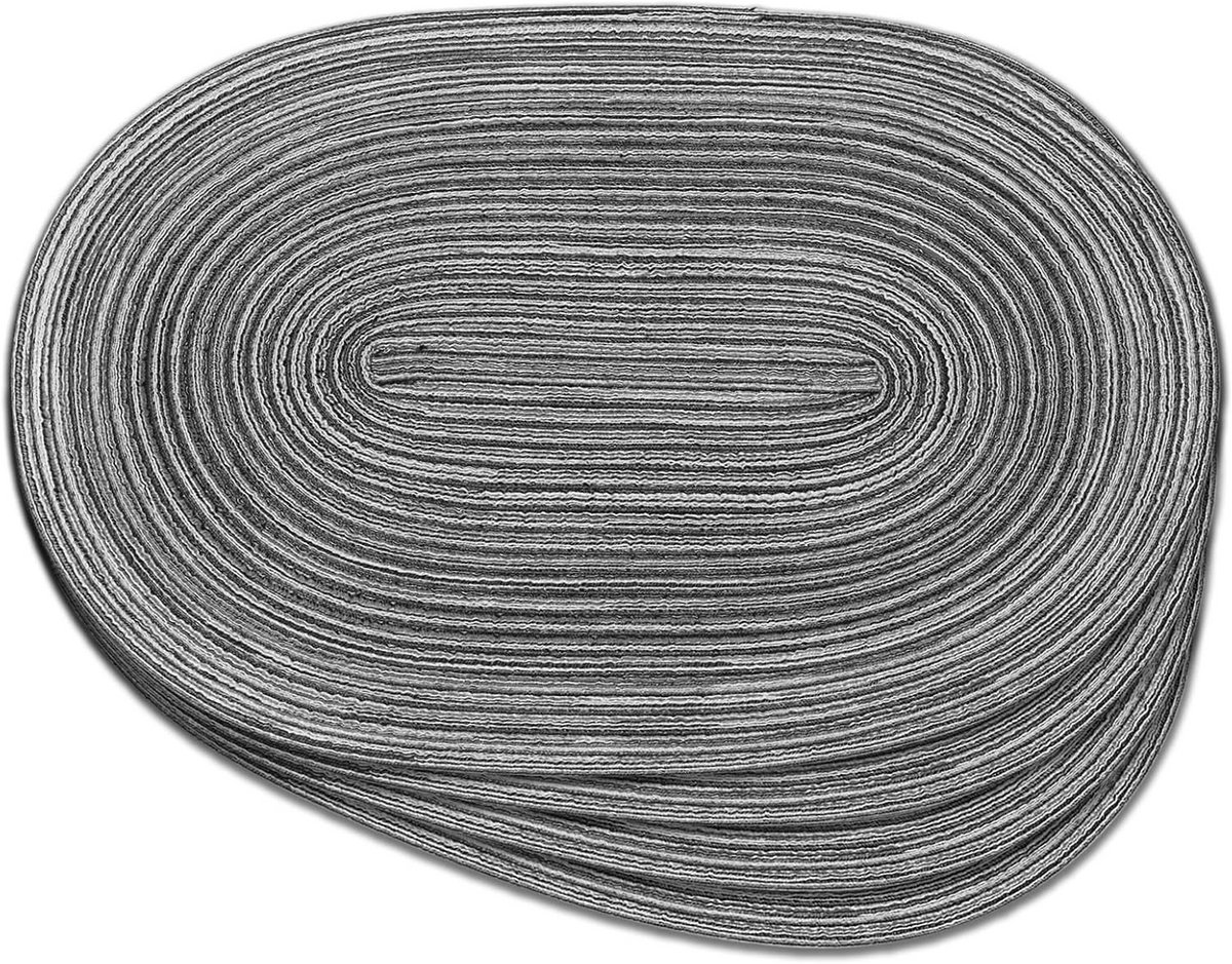 Set van 4 Ovale Gevlochten Placemats 30x45 cm Natuurlijk Geweven Tafelmatten