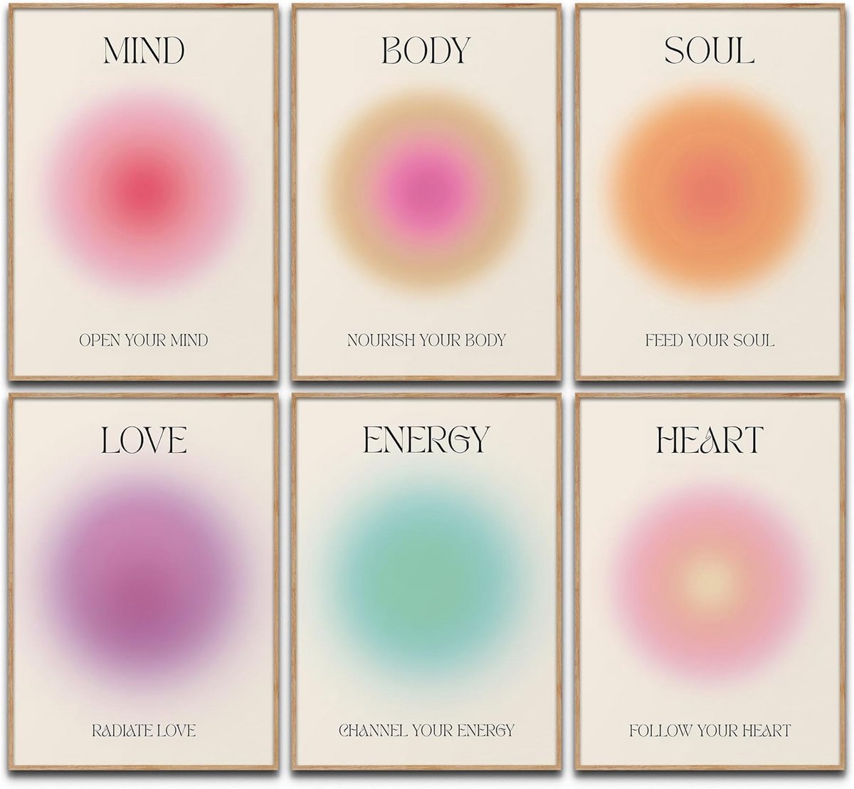 Set van 6 Mindfulness Posters voor Wanddecoratie, A4, Neutraal Ontwerp