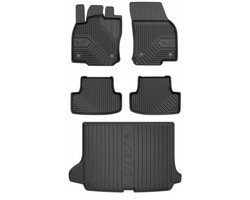 Premium Interieur Beschermset: No.77 Rubberen Mattenset + DryZone Kofferbakmat - Geschikt voor Audi Q2 vanaf 2016 - Hoge Laadvloer - TPE - Zwart - FROGUM