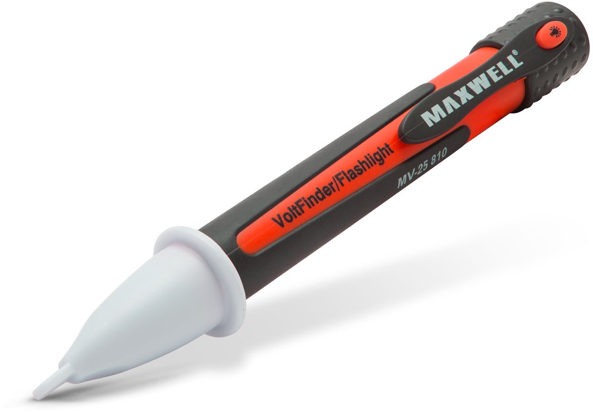 Spanningsdetector - Contactloos - 200 tot 1000 VAC - CAT III 1000 V - LED-indicatie & Trilsignaal - Geïntegreerde Zaklamp - Veilig Fasepositie Controleren - Inclusief 2× AAA Batterijen Voor Professioneel en Veilig Spanningsonderzoek [25810]