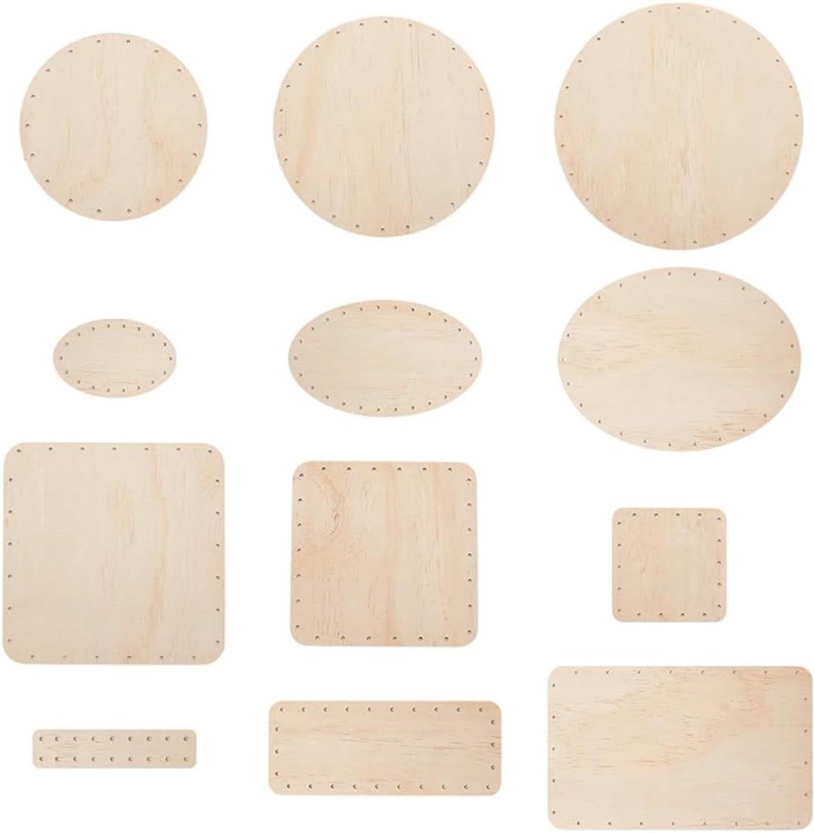 Allecto - Mandbodems - 12 stuks - Rond/Ovaal/Rechthoekig/Vierkant - Hout - Rieten - Geweven - Plank - Vloermand - Geschikt voor alle maten - Diverse kleuren