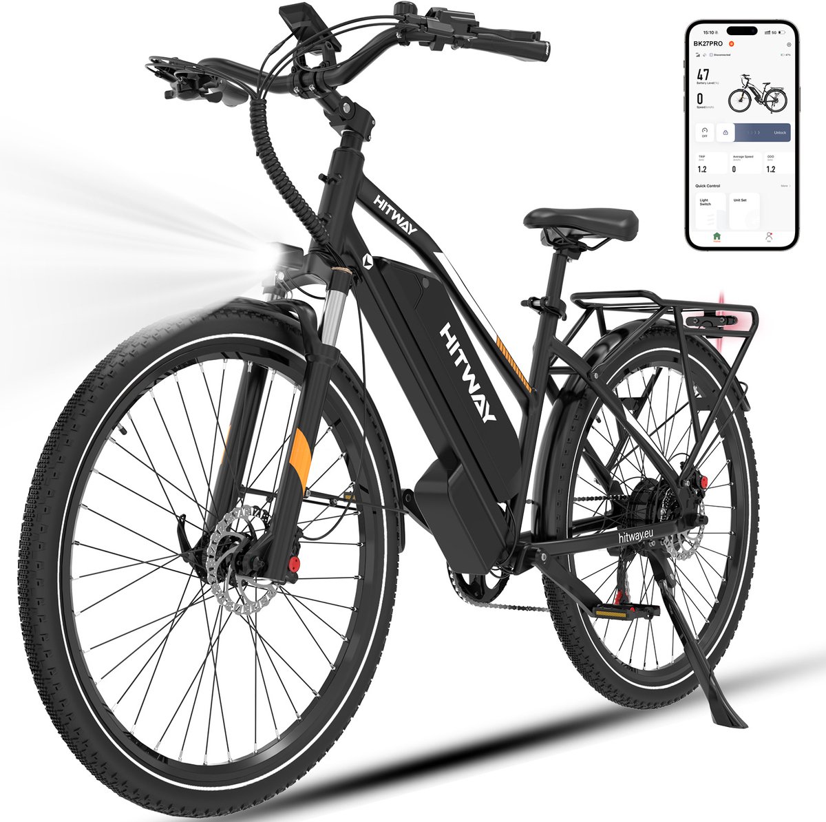 Bol.com Elektrische Fiets Hitway BK27 Pro - 28 Inch City Commuter EBike met Afneembare 48V 16Ah Lithium Batterij - E-Bike met 25... aanbieding