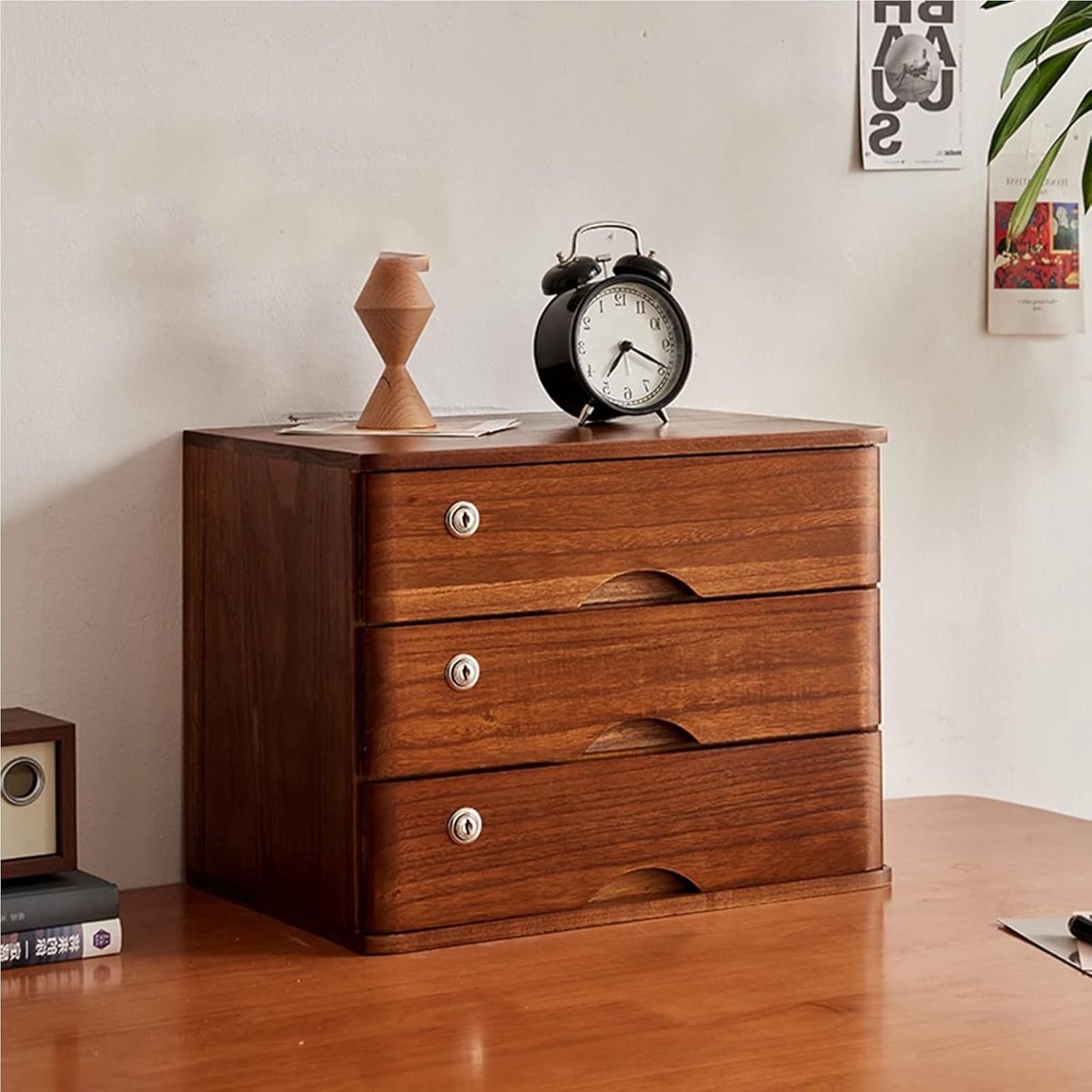 Houten Archiefkast - Bureau Opberger - Kantoor Organiseren - Afsluitbare Laden - 40x28x40cm