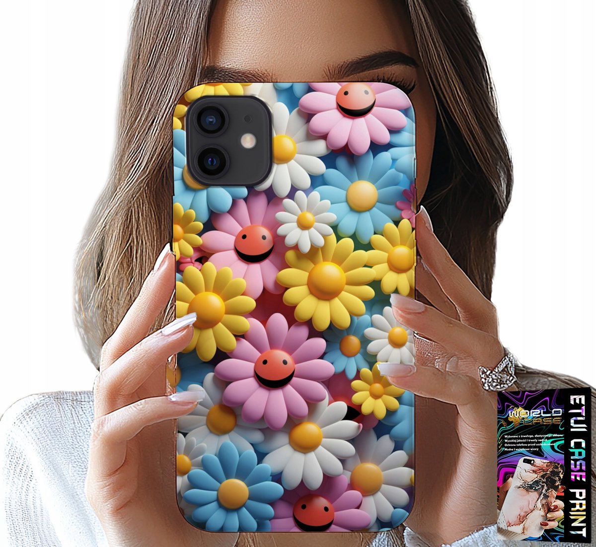 HOESJE VOOR IPHONE 13 MINI - KLEURRIJKE BLOEMEN, MADELIEFJES