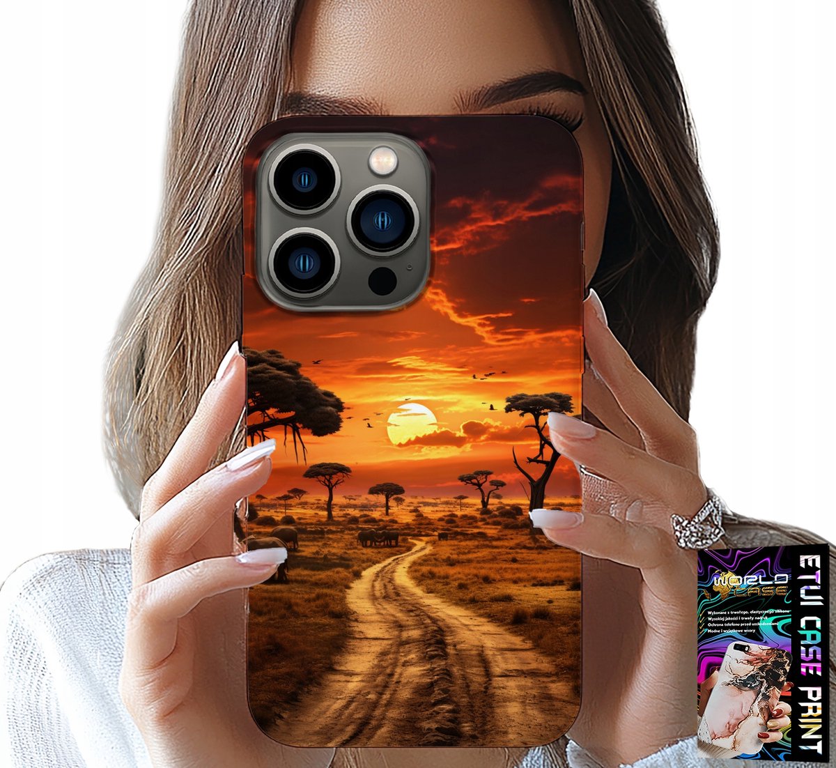 HOESJE VOOR IPHONE 14 PRO MAX - SAFARI AFRIKA ZONSONDERGANG PRACHTIG UITZICHT