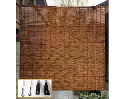 Bamboe Vouwgordijn - Natuurlijk Riet Gordijn - Buiten Binnen Gebruik - Lichtfilterend Waterdicht - 1.1x2.35m - Bruin