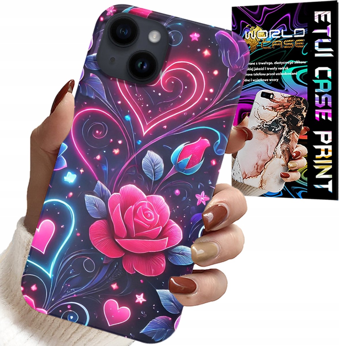 HOESJE VOOR IPHONE 13 - HART, ROOS, TIENERSHOESJE + GLAS