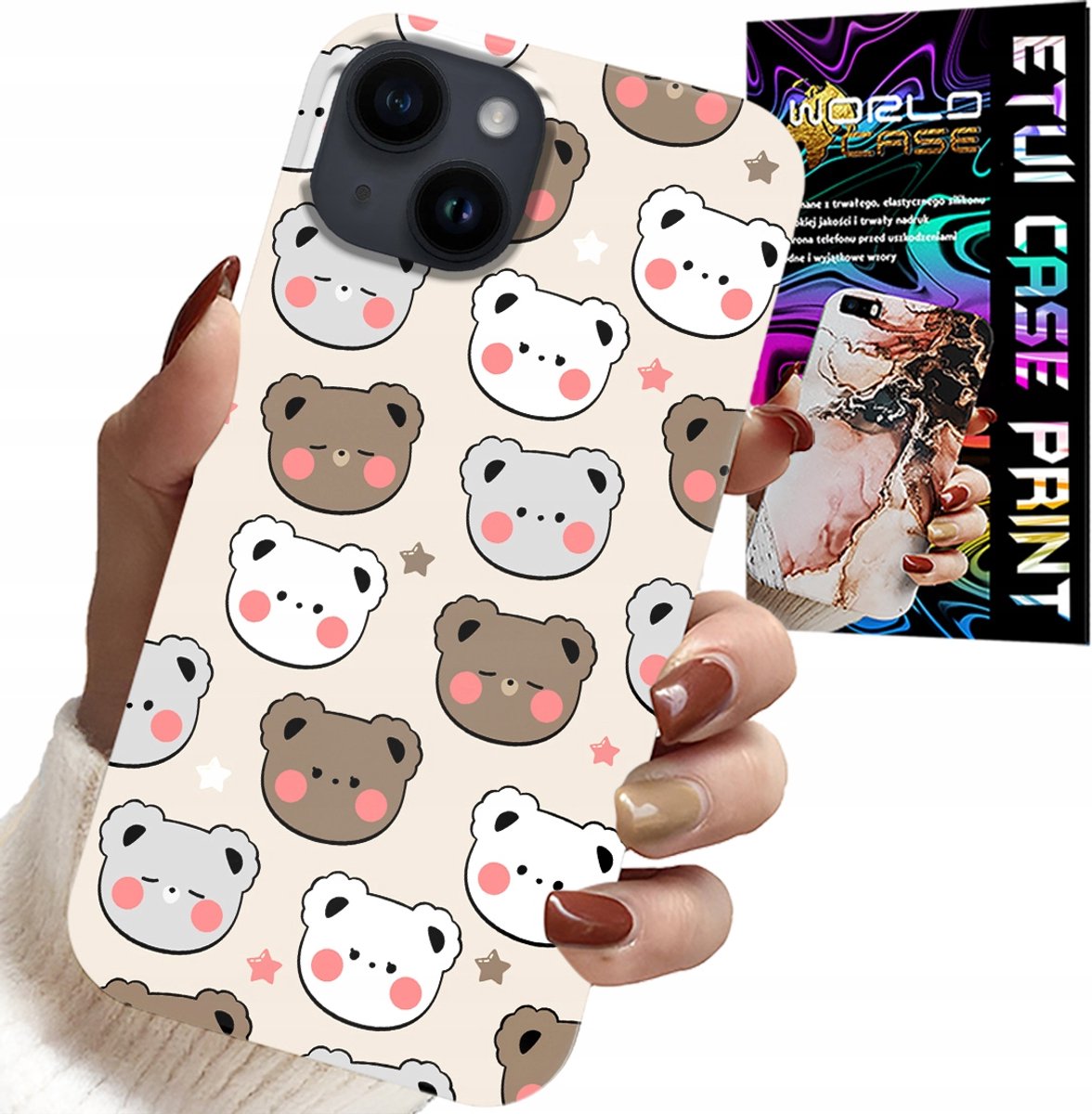 iPhone 13 hoesje - Teddybeerpatroon voor de allerkleinsten + glas