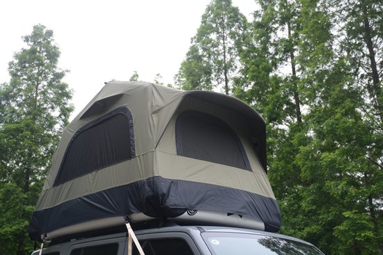 Deliqa auto tent - opblaasbare daktent - tent voor op de auto - groen/zwart - met handpomp/matras/ladder - geschikt voor SUV / Jeeps en andere auto's met dakdragers - 2 personen + een kind - 140 x 220 x 145 cm van Merkloos — afbeelding 4