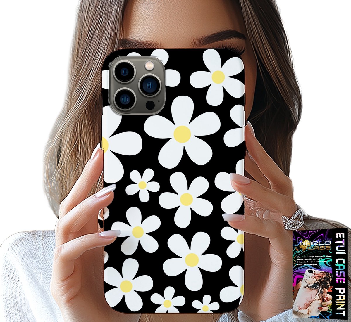 HOESJE VOOR IPHONE 13 PRO MAX - DAISY, DAISIES, FLOWERS, BACK