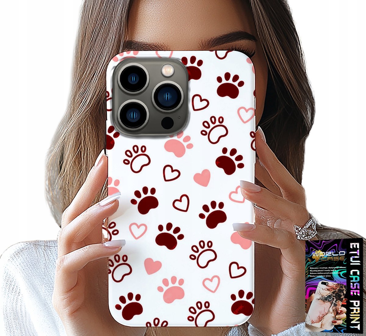 HOESJE VOOR IPHONE 14 PRO MAX - HONDENPOTEN OP EEN WITTE ACHTERGROND, HOND, KAT, TEDDYBEER
