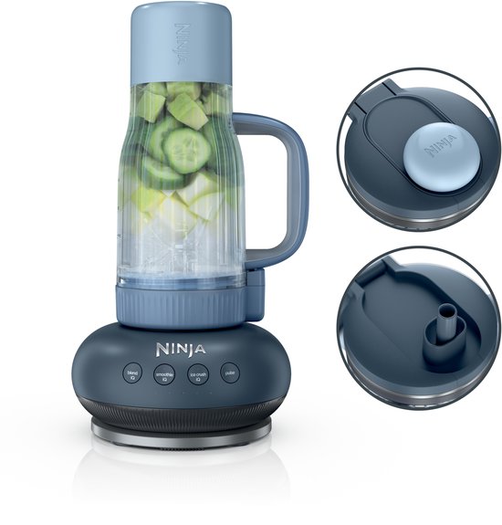 Ninja BlendBoss krachtige ijsvermalende Blender met rietje en lekvrij deksel - 1100 watt - Blend IQ, Smoothie IG, Ice Crush IQ en Pulse - CyberSpace - DB351EUCY van Merkloos — afbeelding 3