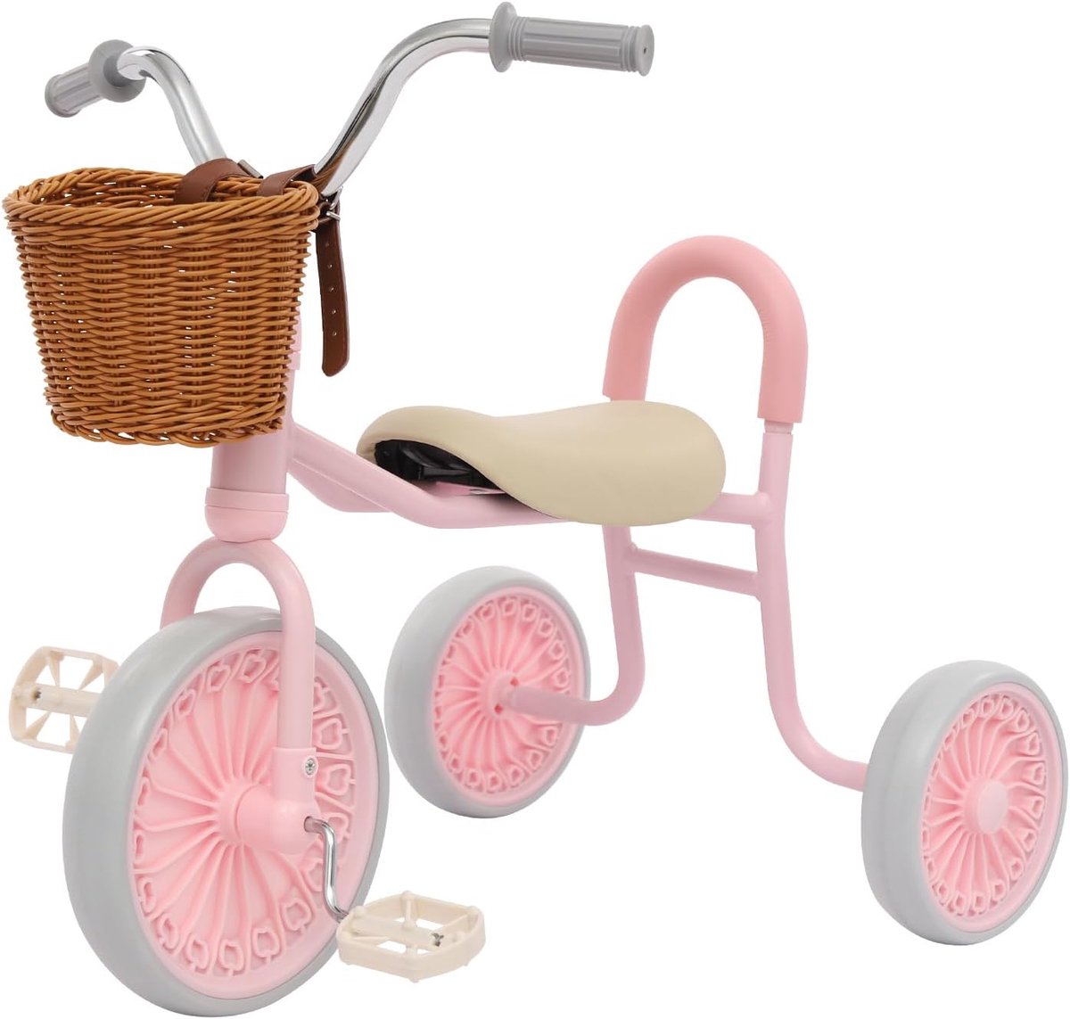 Kinderdriewieler - Loopfiets - Buiten spelen - Met mandjes - 73x43x55cm - Roze