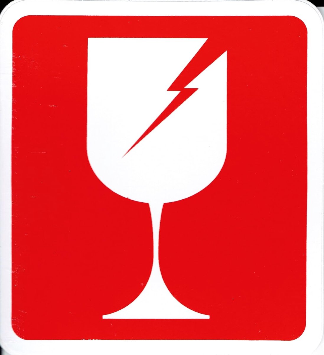 Breekbaar Glas Sticker - Waarschuwingssticker - Transport Bescherming - Weerbestendig - 100x100 mm - Multicolor