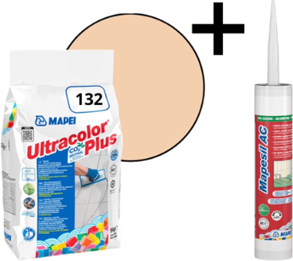 Combipakket Mapei Ultracolor Plus kleurcode 132 + siliconen kit kleurcode 132