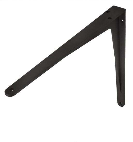 Zwarte aluminium plankdragers stevig zonder schoor, zware belasting tot 340 kg, 40×35 cm, muurbevestiging