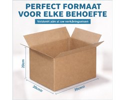 Verzenddozen ‒ Verzenddoos Groot - 30x20x20cm ‒ FSC Gerecycled karton 25 dozen - Extra Sterk- Ideaal voor versturen/opbergen/verhuizen