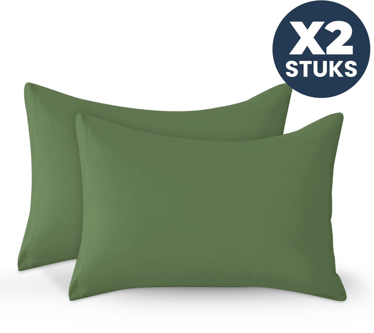 Sleep Comfy Deluxe Kussensloop - 60x70 cm Set van 2 Stuks – Envelopsluiting – Zacht & Ademend – Khaki