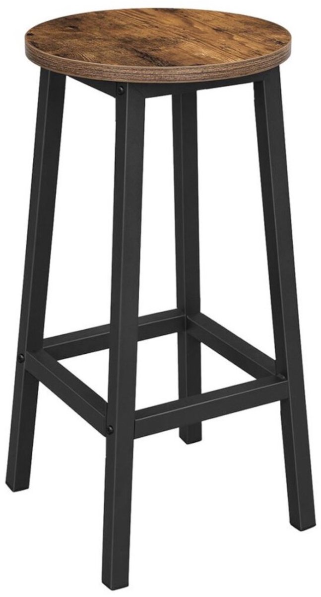 BEGRYF Barkruk - Rustiek Bruin - Rond Zitvlak - Met Voetsteun - 32x32x65 cm - Industrieel Design - Houtlook Zitting