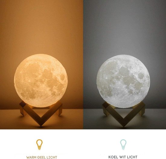 SNJY® Maanlamp - Maan Lamp - Maanlampje - 3D Lamp - 16 Kleuren - Wit van Merkloos — afbeelding 4