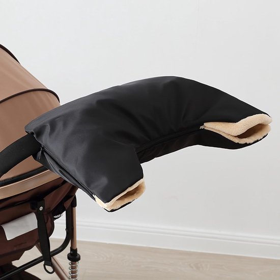 Kinderwagen Handwarmer - Wandelwagen Mof - Winterse Wandelingen - Waterdicht & Pluche Gevoerd - 56 cm Lengte - Kaki — afbeelding 3