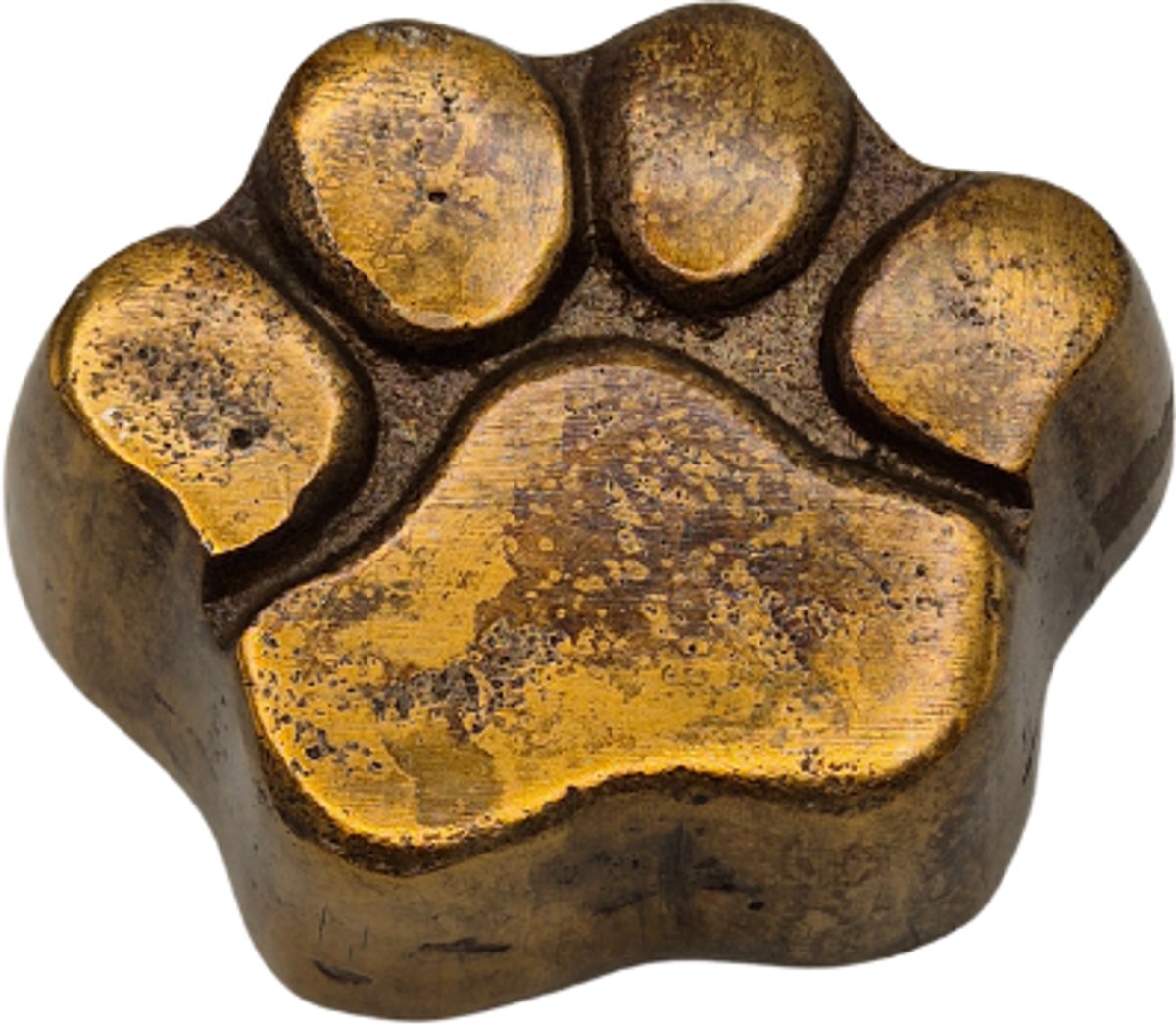Urnenspecialist® - Urn - Hond - Hondenurn - Hondenpoot - Antiek Goud - Gold - Mini Urn - As Urn - Crematie Urn - 7cm - 15ml - Aluminium Urn