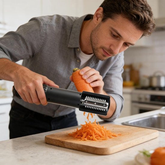 Elektrische Rasp - Fruitschraper Gereedschap - Maaltijden Bereiden - Spatvrij Ontwerp - Handzaam Formaat - Zwart — afbeelding 5