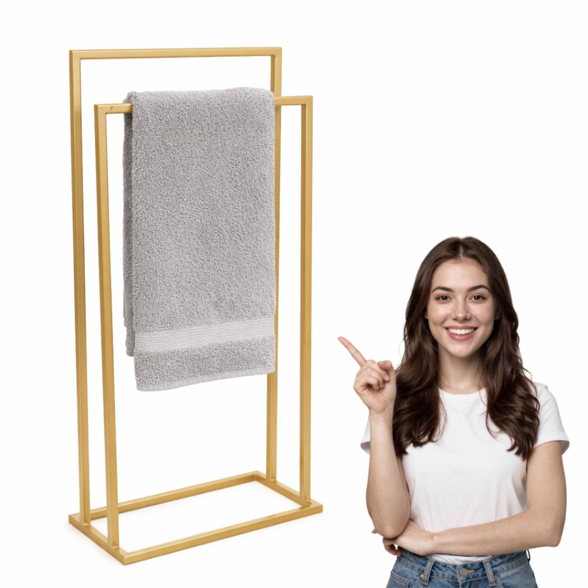 Anwicar Handdoekenhouder Loft Gold 100x50x25 cm - Handdoekenrek - Badhanddoek Houder