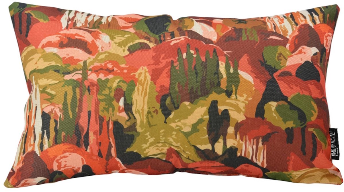 Gek op Kussens! Sierkussen Mountain Trees | 30x50 cm | Katoen/Linnen rood 30x50
