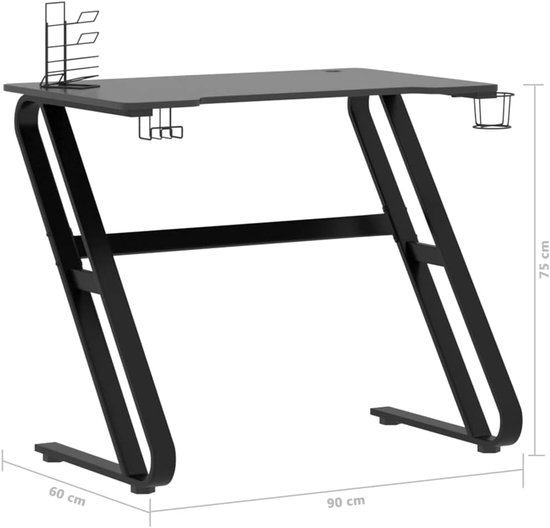 Gaming Bureau - Computer Tafel - Comfortabel Spelen - Ergonomisch Ontwerp - 90 x 60 x 75 cm - Zwart Rood — afbeelding 5